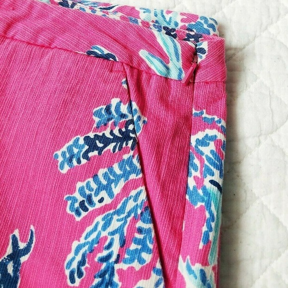 Lilly Pulitzer 0 Samba Pink Shorts- Beautiful! Coral Ocean Print - Picture 4 of 4